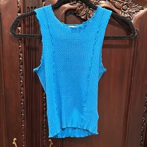 Blue Sleeveless Knit Top